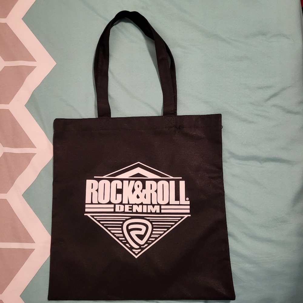 Rock and Roll Denim Tote Bag
